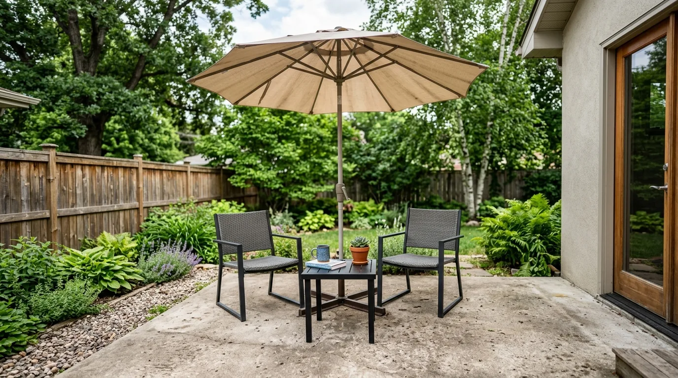 Concrete Patio with Shade Umbrella